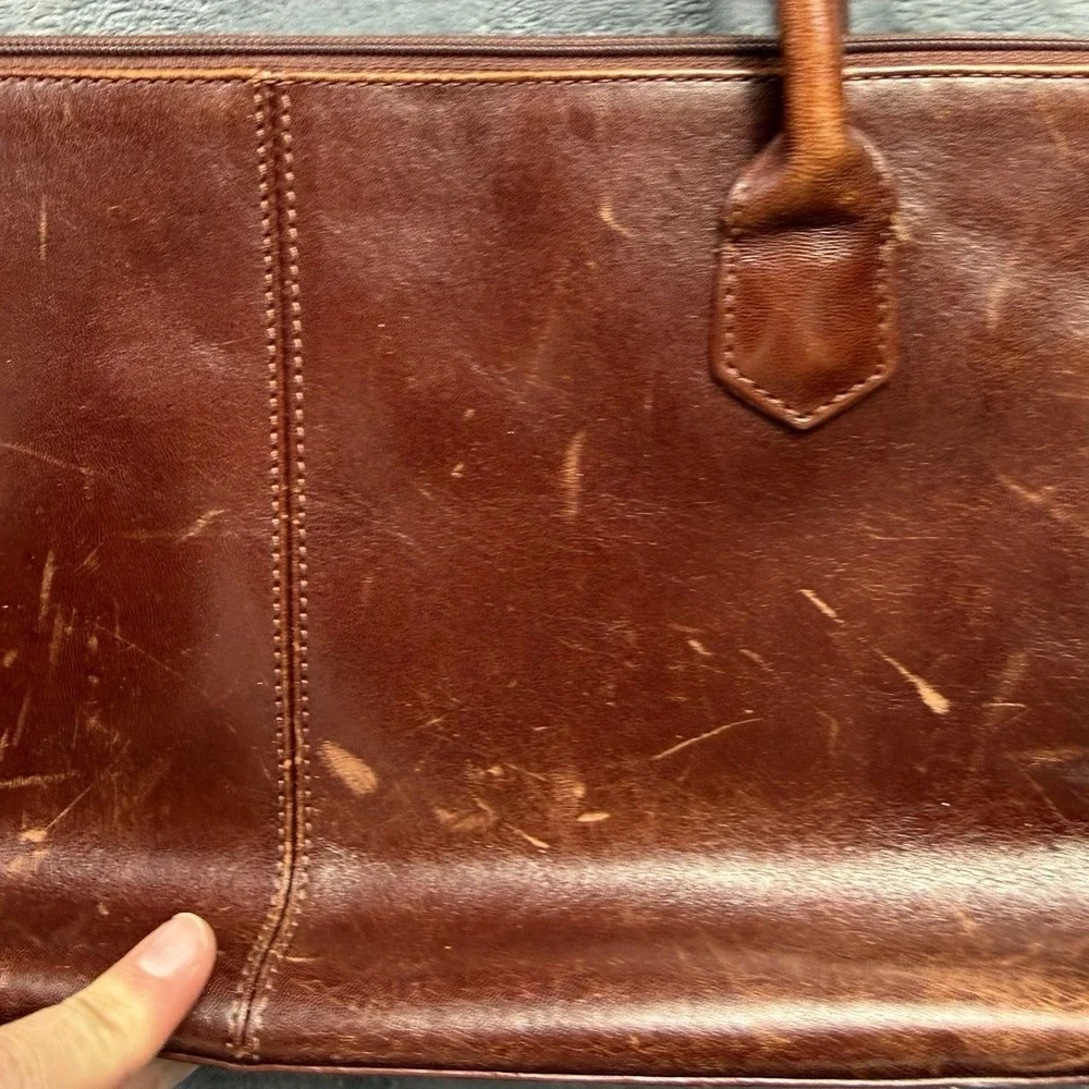 Vintage HOBO International Brown Leather Shoulder Bag Purse Satchel Tote